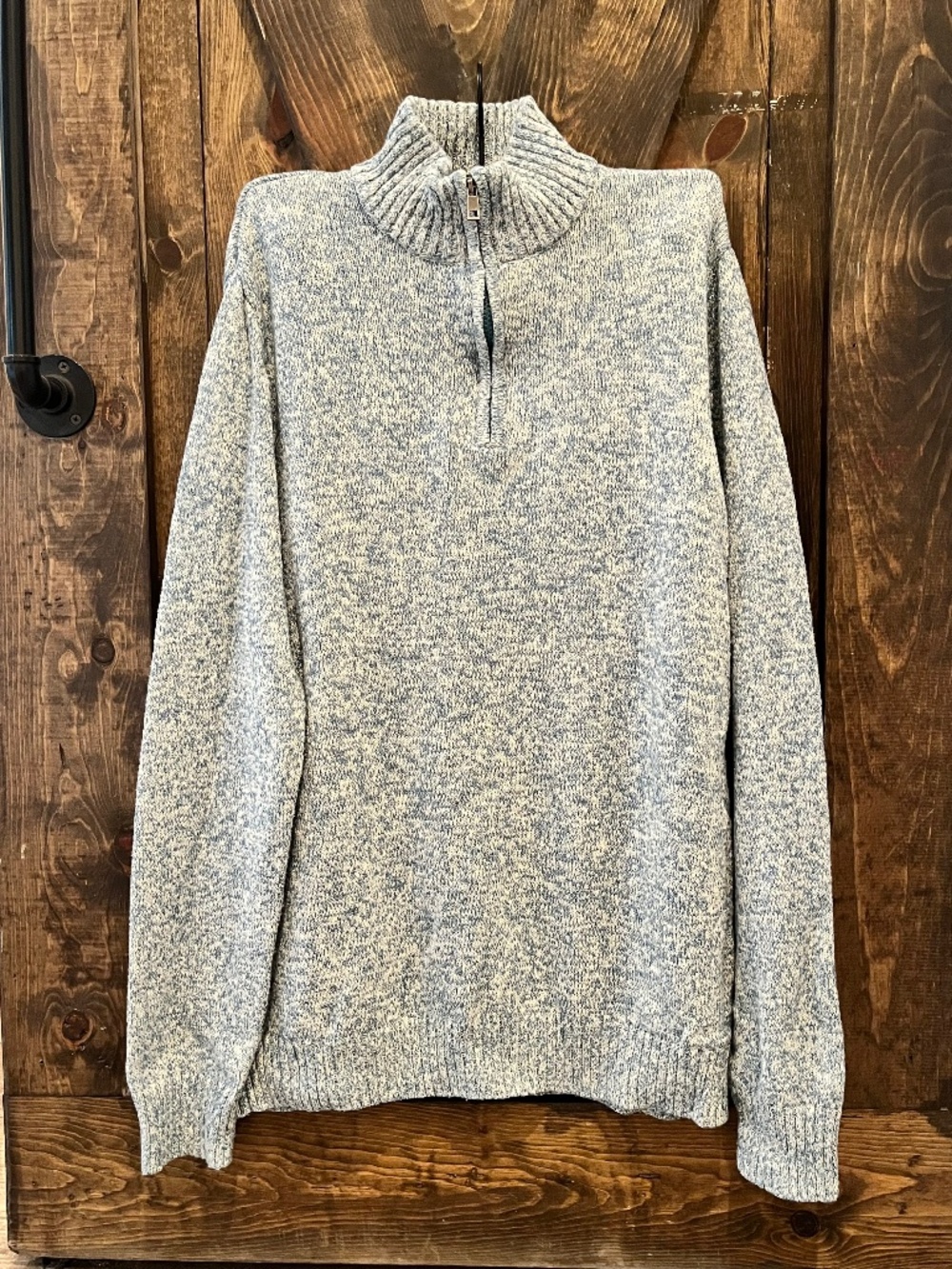 Even Tide-Men's-Marled (Blue & White)-Quarter Zip Sweater-Size L
